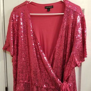Lane Bryant Pink Sequin Shirt Size 26/28